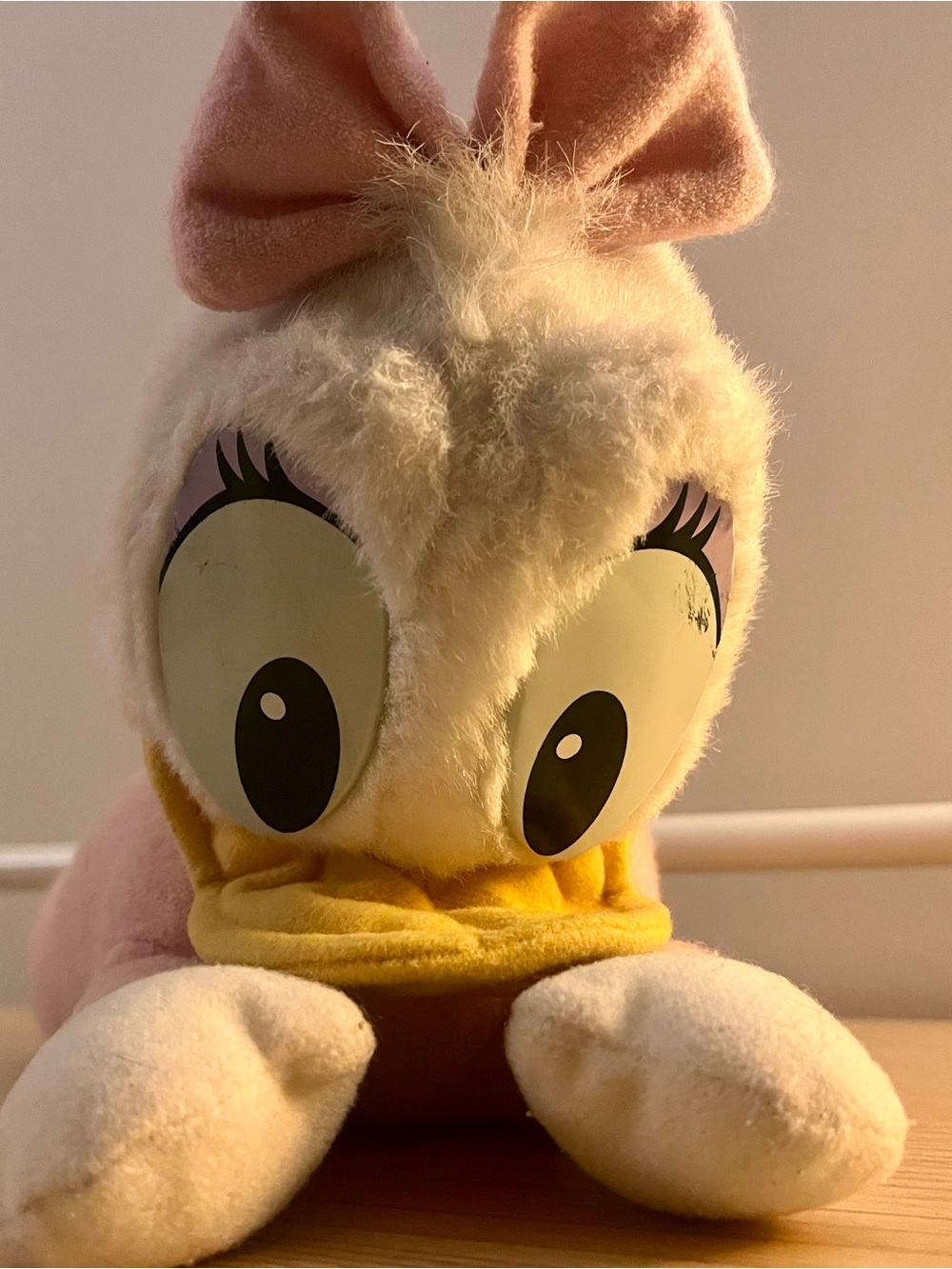 Vintage Disney Baby Daisy Duck Crawling Plush Stuffed Animal Pink Bow 8”